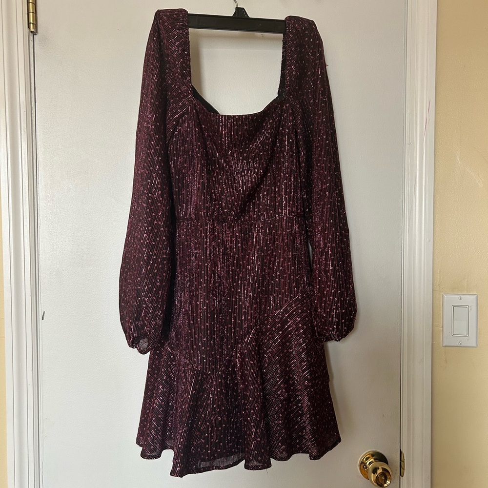 City Triangles Maroon Long Sleeve Dress